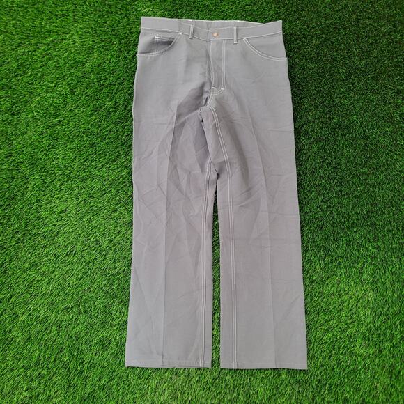 Vintage 70s MOD Polyester Pants 36x31 Contrast-Stitch Baggy - Picture 1 of 16